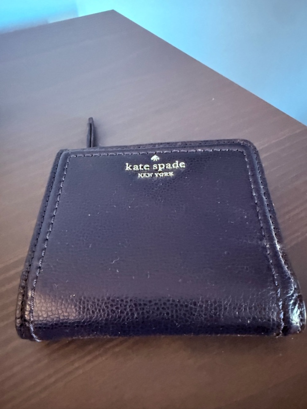 kate spade black leather zip wallet
